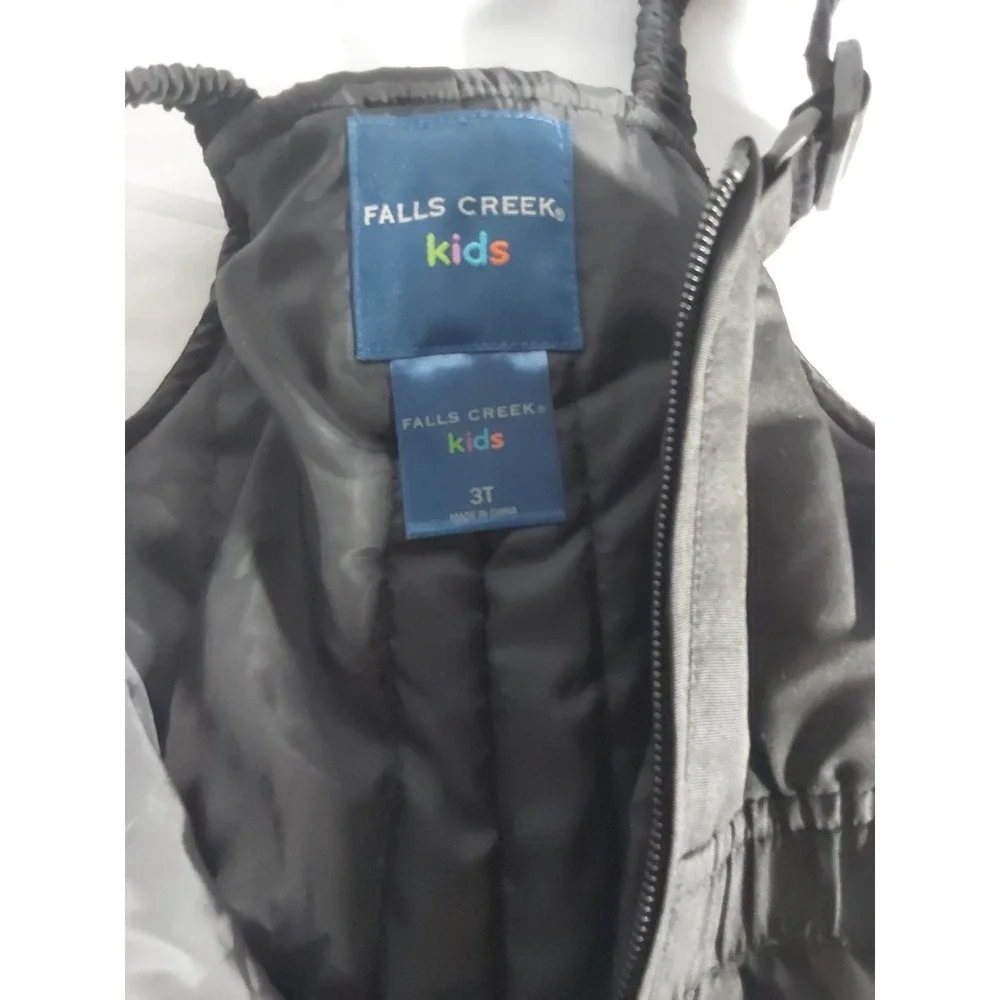 Falls Creek Black Unisex Snowdrift Insulated Snow Toddler Bibs‎ 3T NWT
